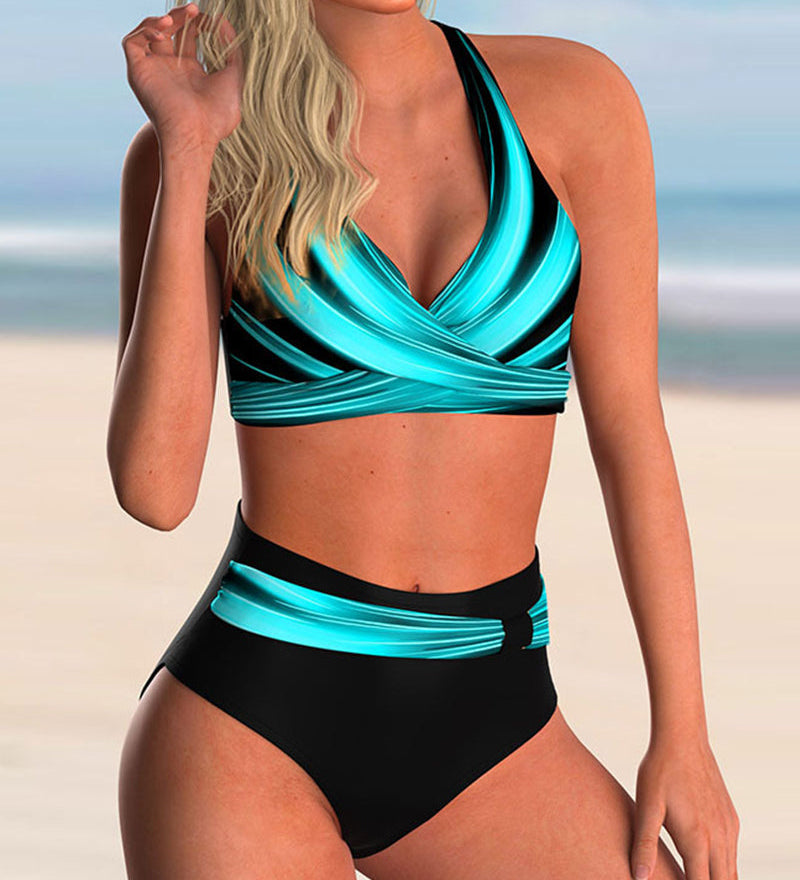 Liliana - Bikini Szett Kereszt Nyakkivágással és Mintával