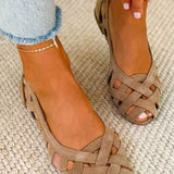 Hina | Flache Sandalen mit offener Spitze und geflochtenem Material