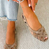 Hina | Flache Sandalen mit offener Spitze und geflochtenem Material