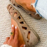 Hina | Flache Sandalen mit offener Spitze und geflochtenem Material