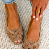 Hina | Flache Sandalen mit offener Spitze und geflochtenem Material