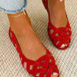 Hina | Flache Sandalen mit offener Spitze und geflochtenem Material