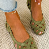Hina | Flache Sandalen mit offener Spitze und geflochtenem Material