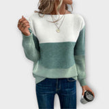 Klara | Háromszínű patchwork pulóver elegáns