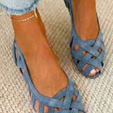 Hina | Flache Sandalen mit offener Spitze und geflochtenem Material