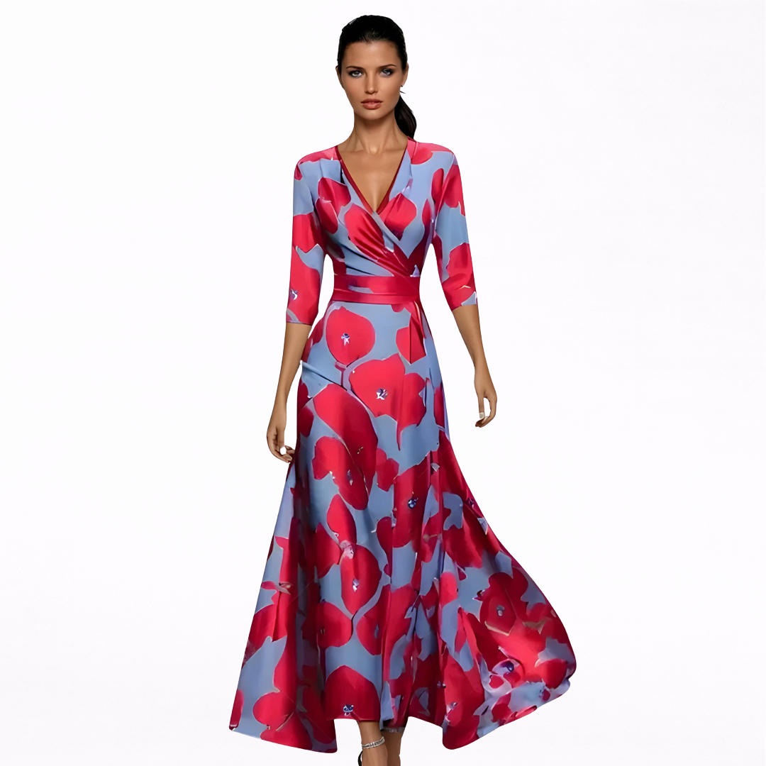 Emilia | Elegáns virágos maxi ruha