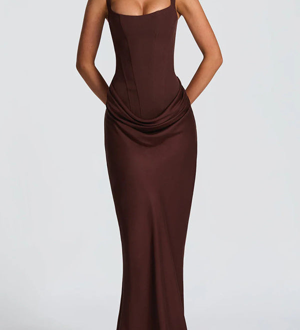 Leonor™ – Elegáns Maxi Ruha Négyzetes Kivágással