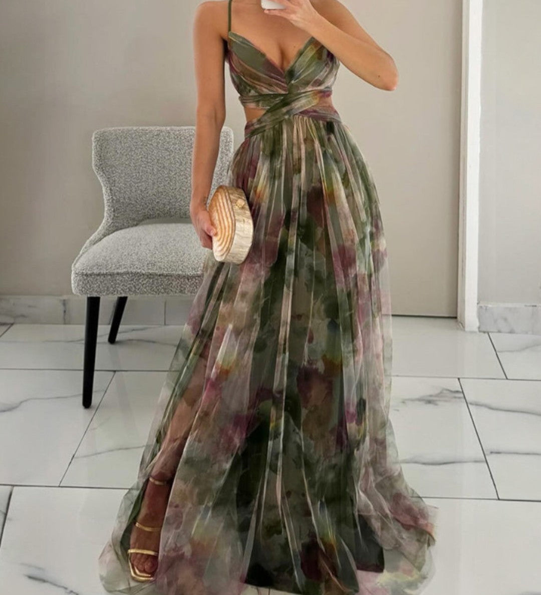 Giselle - Elbűvölő Maxi-ruha Virágmintával