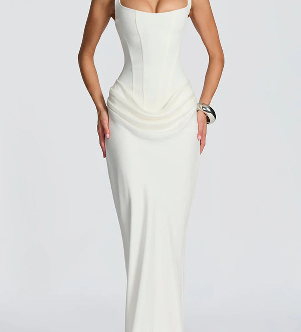 Leonor™ – Elegáns Maxi Ruha Négyzetes Kivágással