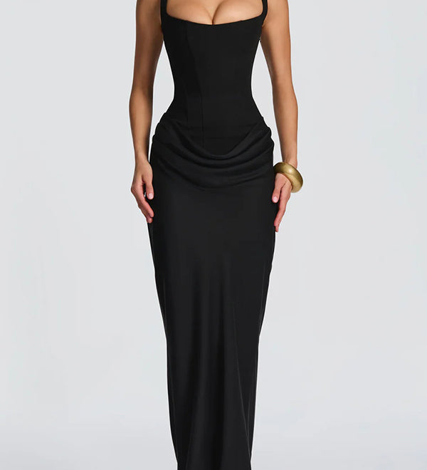 Leonor™ – Elegáns Maxi Ruha Négyzetes Kivágással