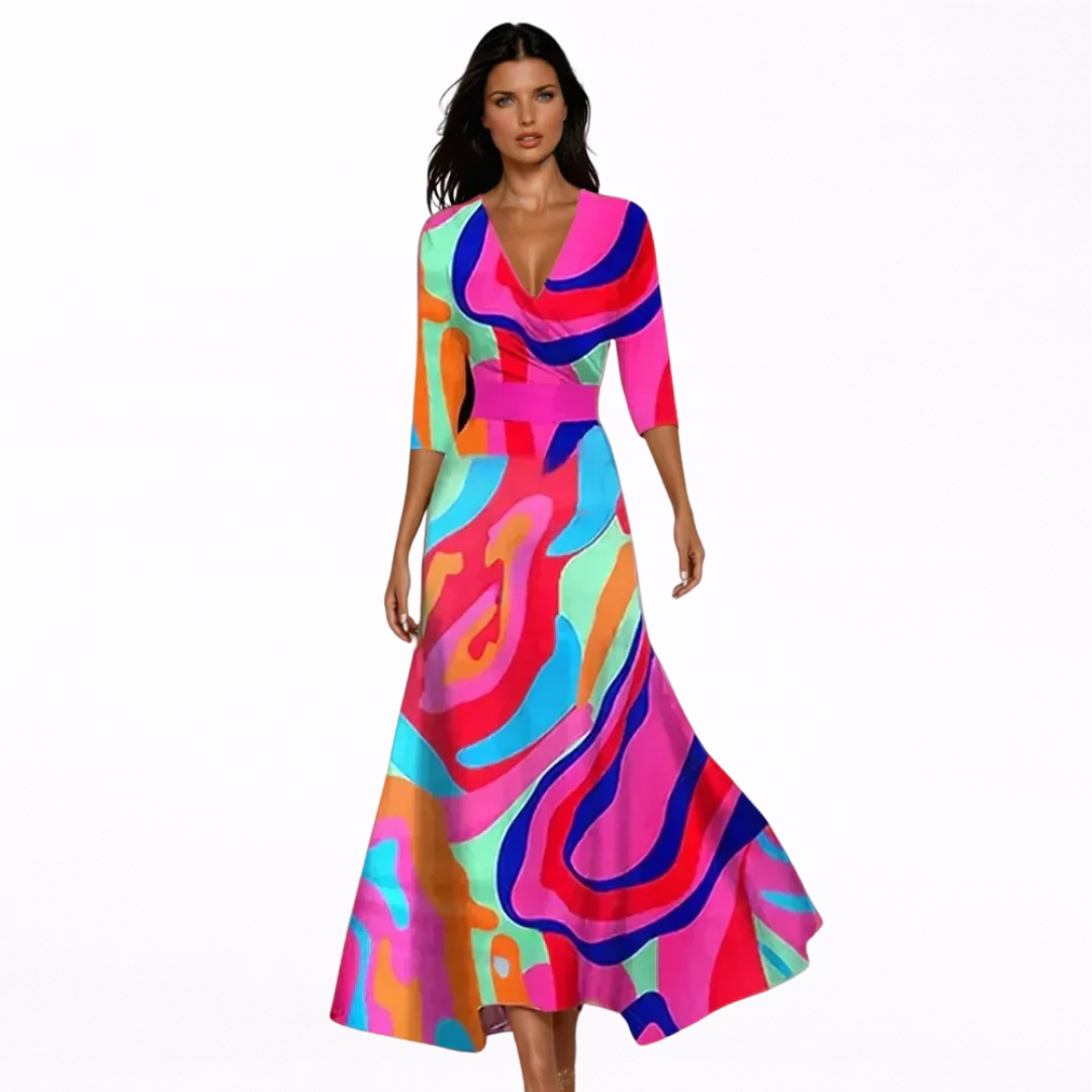Emilia | Elegáns virágos maxi ruha
