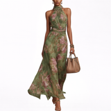 Livia | Virágos halter maxi ruha