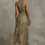 Livia | Virágos halter maxi ruha