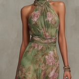 Livia | Virágos halter maxi ruha