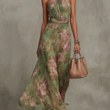 Livia | Virágos halter maxi ruha