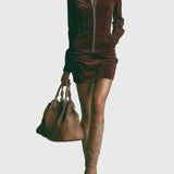 Harper | Suede cipzáras mini ruha