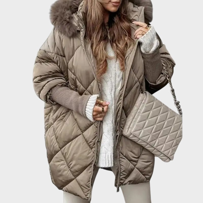 Denisa | Női midi parka kötött ujjakkal