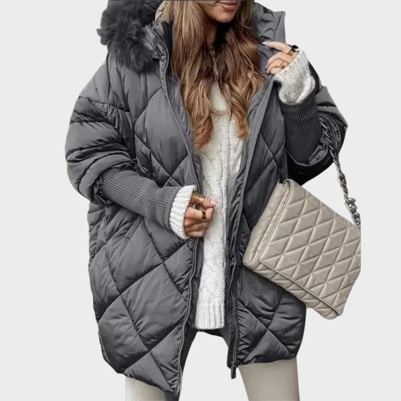 Denisa | Női midi parka kötött ujjakkal