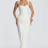Leonor™ – Elegáns Maxi Ruha Négyzetes Kivágással