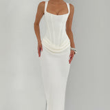 Leonor™ – Elegáns Maxi Ruha Négyzetes Kivágással
