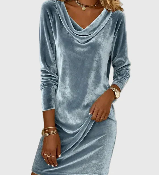 Zsófia | Elegáns kék velúr ruha