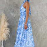 Esther | Vestido de Cuello Halter con Estampado de Acuarela