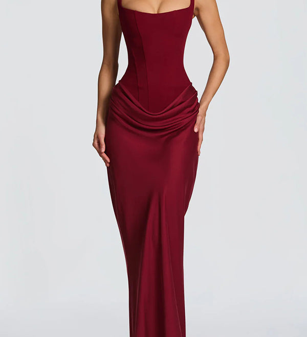 Leonor™ – Elegáns Maxi Ruha Négyzetes Kivágással