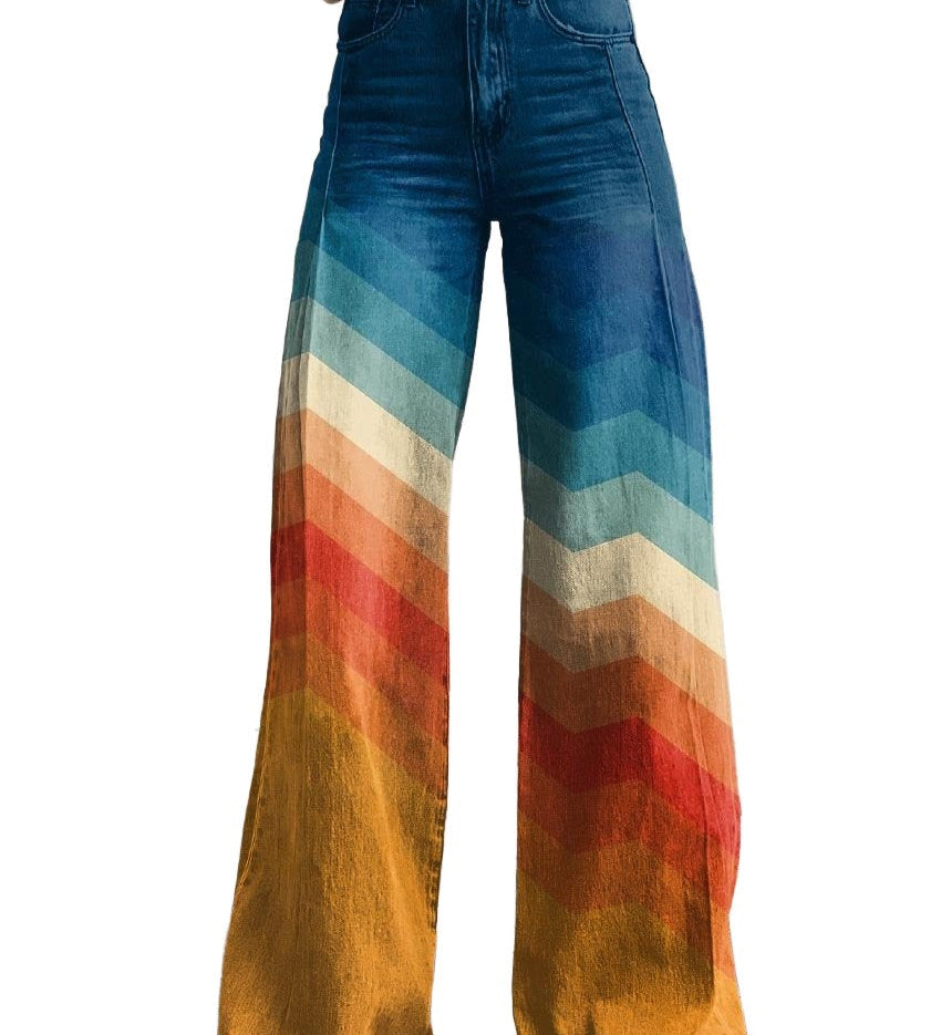 Léa - Elegáns Retro Zigzag Nadrág